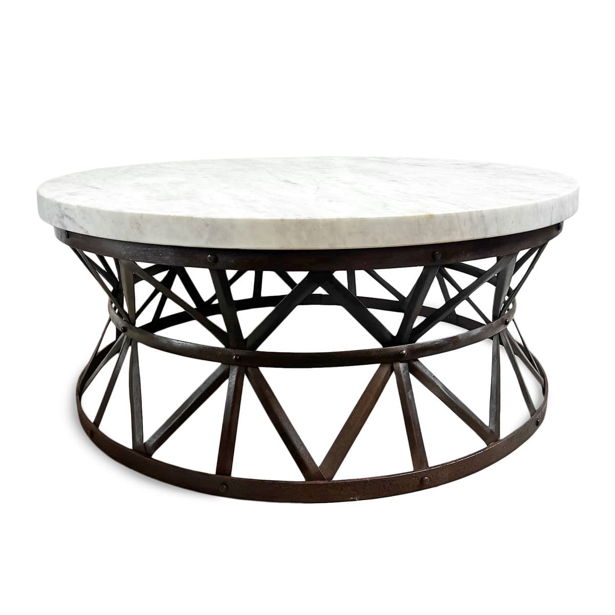 White Marble X Iron Base Coffee Table - Thumbnail 4