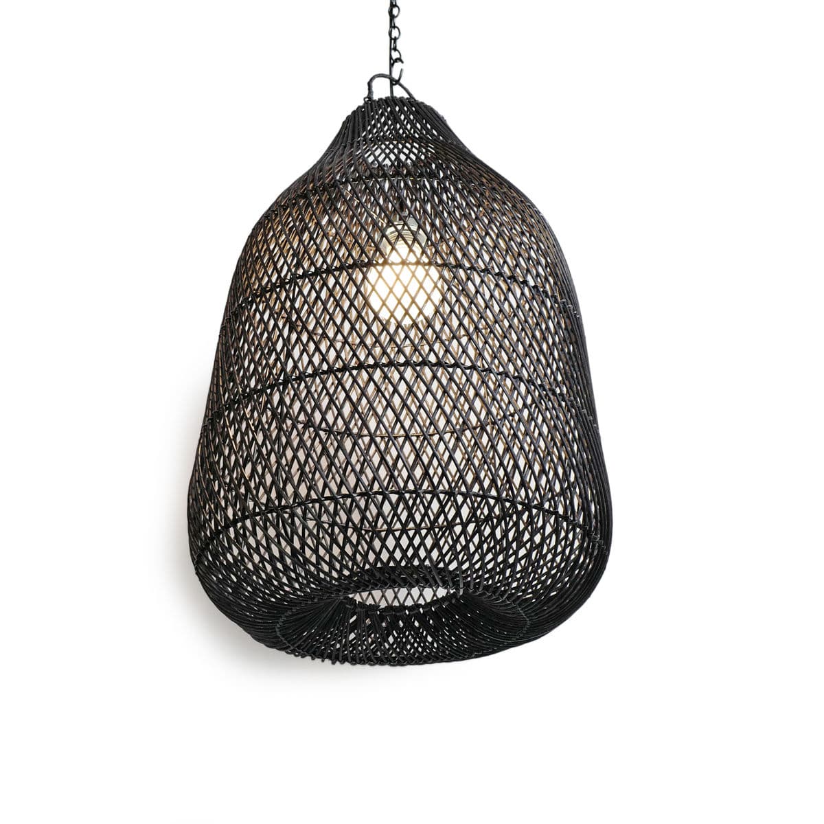 Black Wicker Bottle Lantern Small - Thumbnail 4