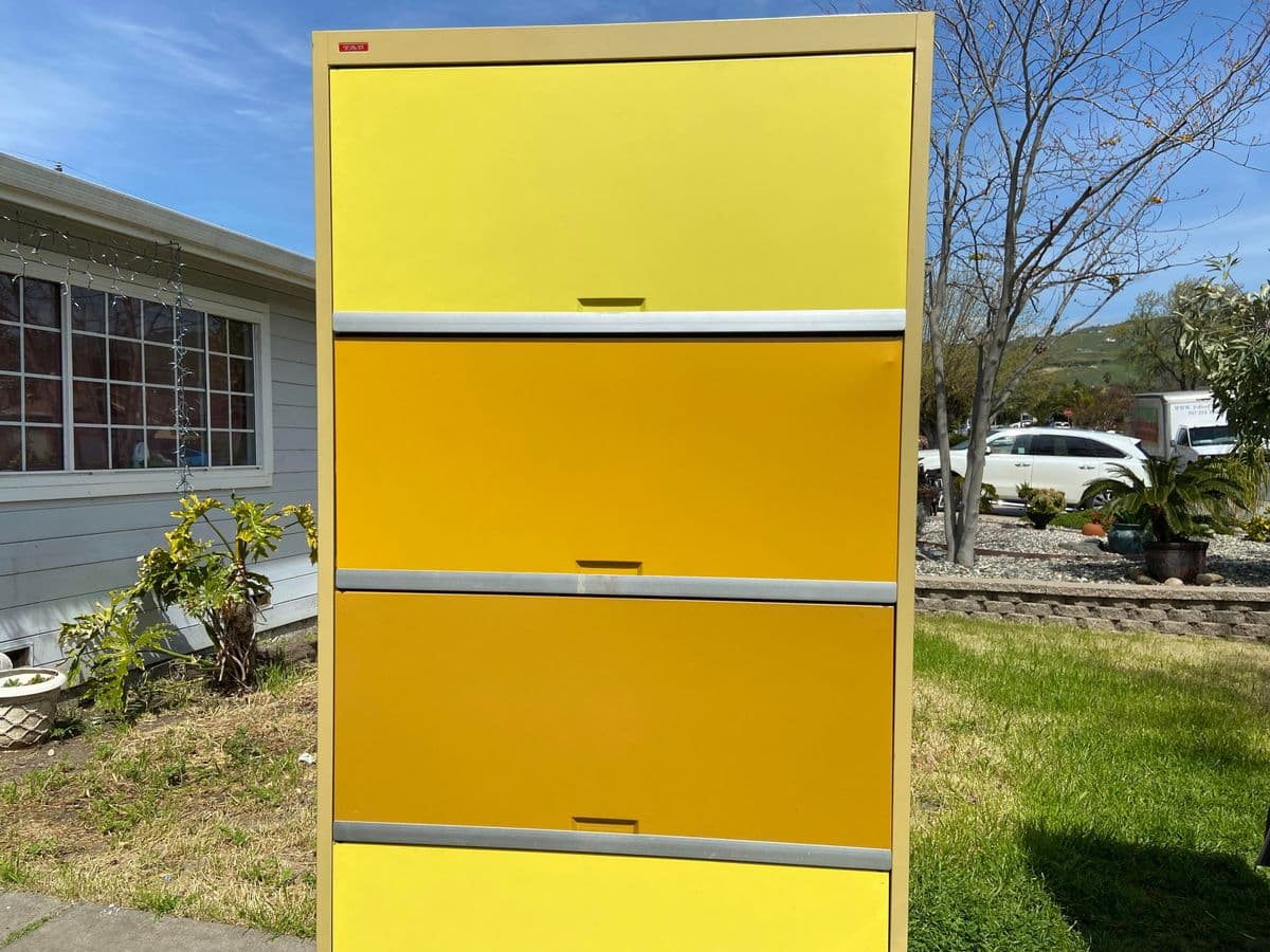 1970s Tab Vintage Mid Century Modern Metal Industrial Barrister Style Cabinet - Thumbnail 3