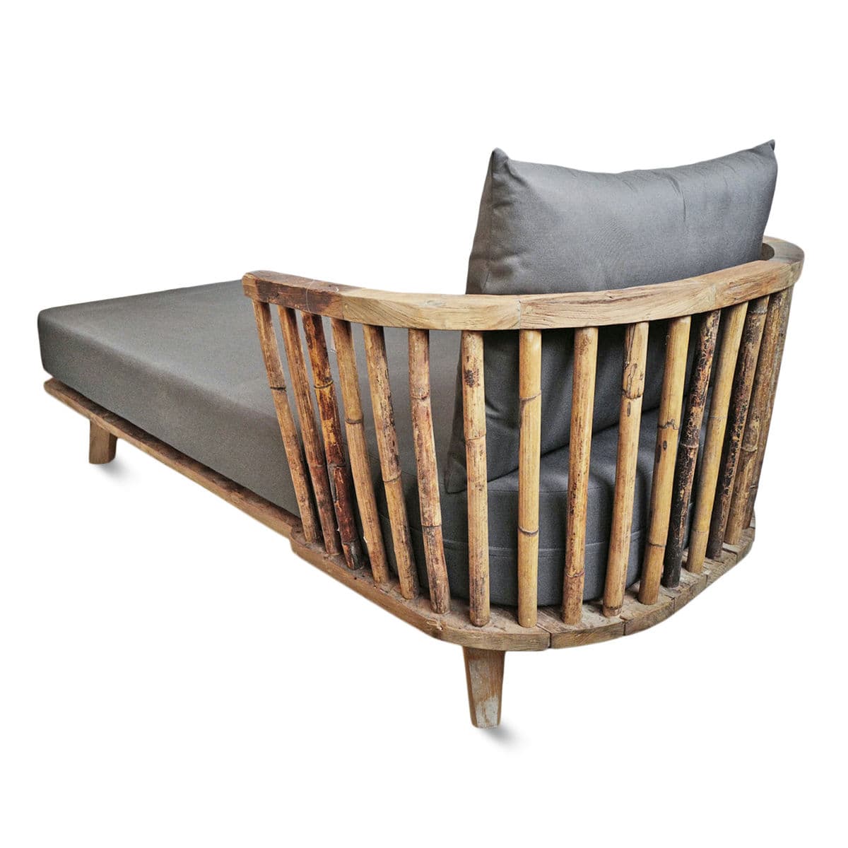 Salvaged Teak & Bamboo Spindle Chaise - Thumbnail 4