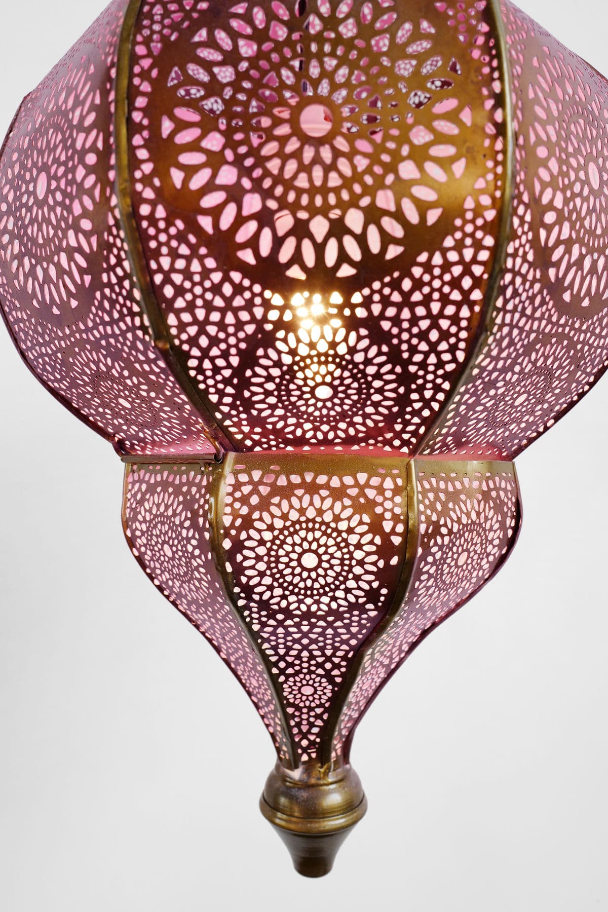 Moorish Brass Pink Lantern - Thumbnail 4