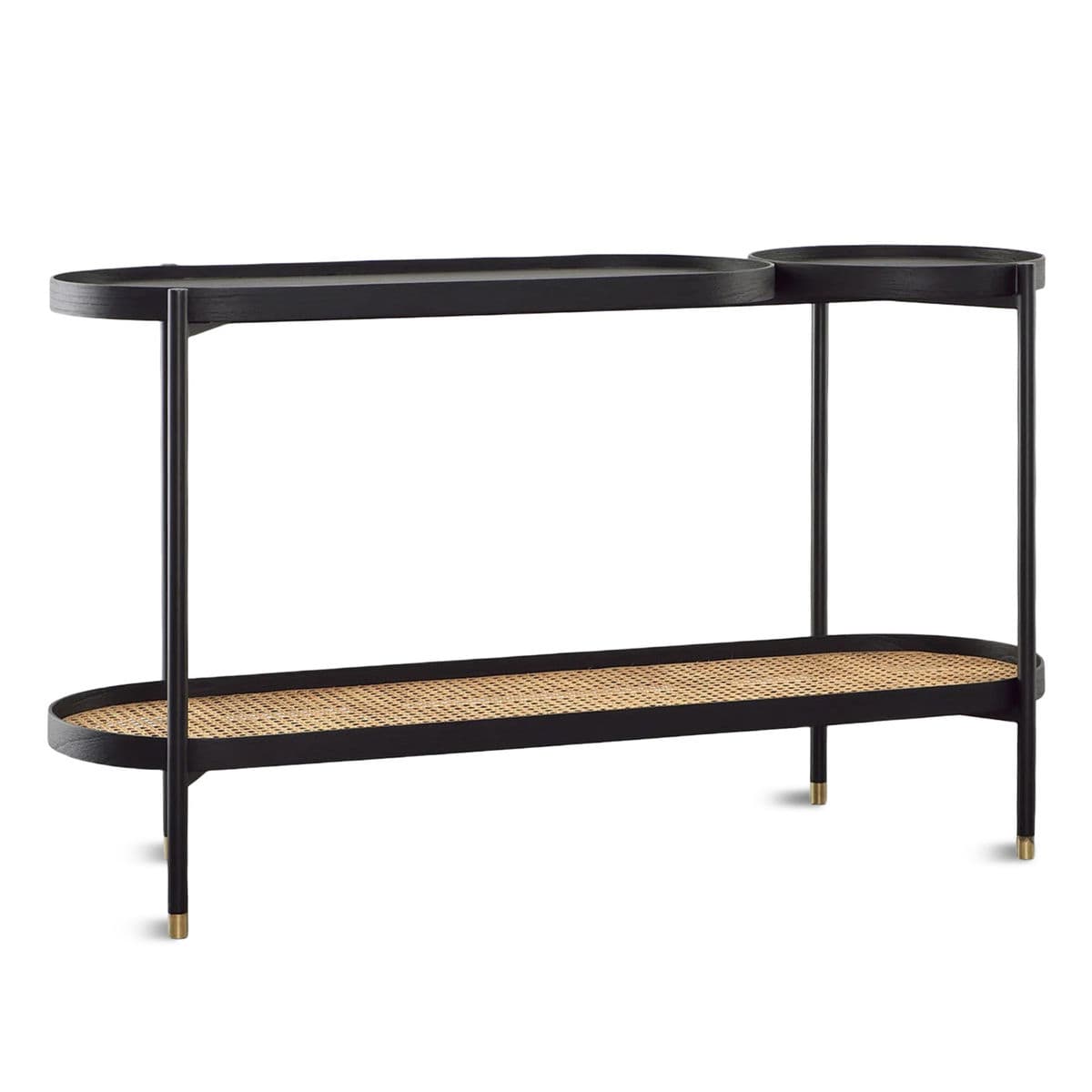Marisol Black & Rattan Shelf Console - Thumbnail 4