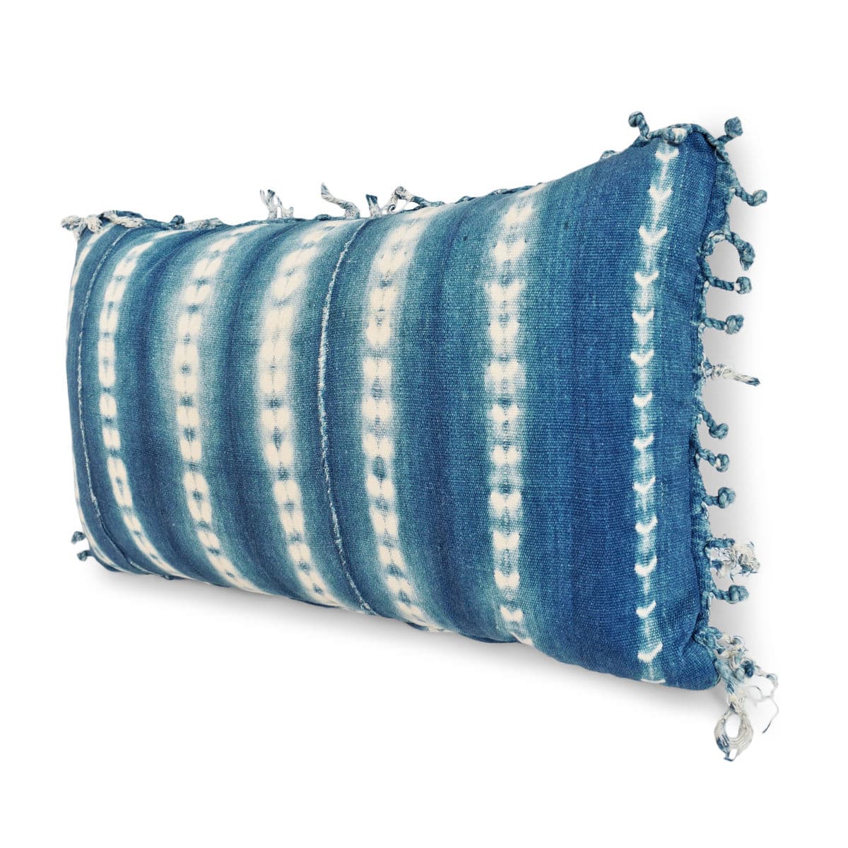 Vintage Indigo Mudcloth Lumbar Pillow - Thumbnail 4