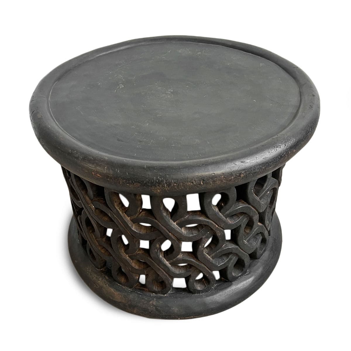 Vintage Bamileke Spiral Wood Stool Table - Thumbnail 4