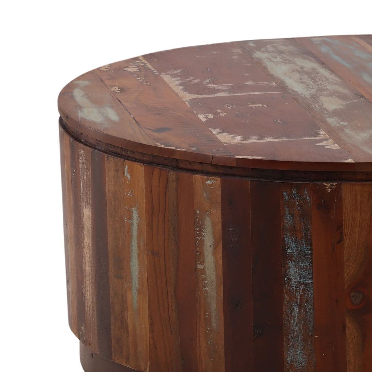 Round Salvaged Wood Coffee Table - Thumbnail 4