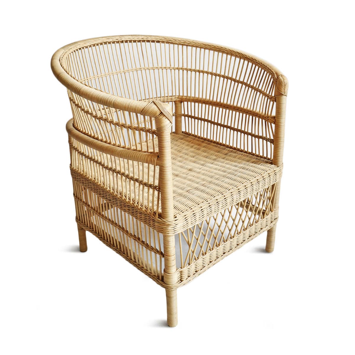 Raw Wicker Horseshoe Chair - Thumbnail 4