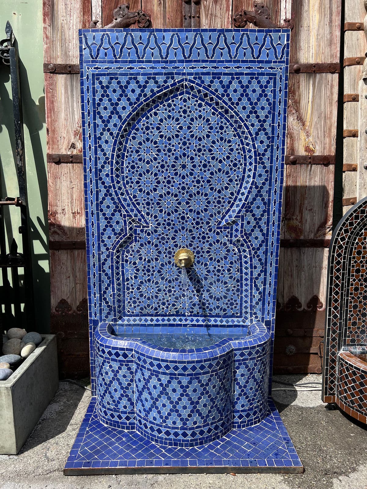 Royal Blue Mosaic Tile Fountain - Thumbnail 4