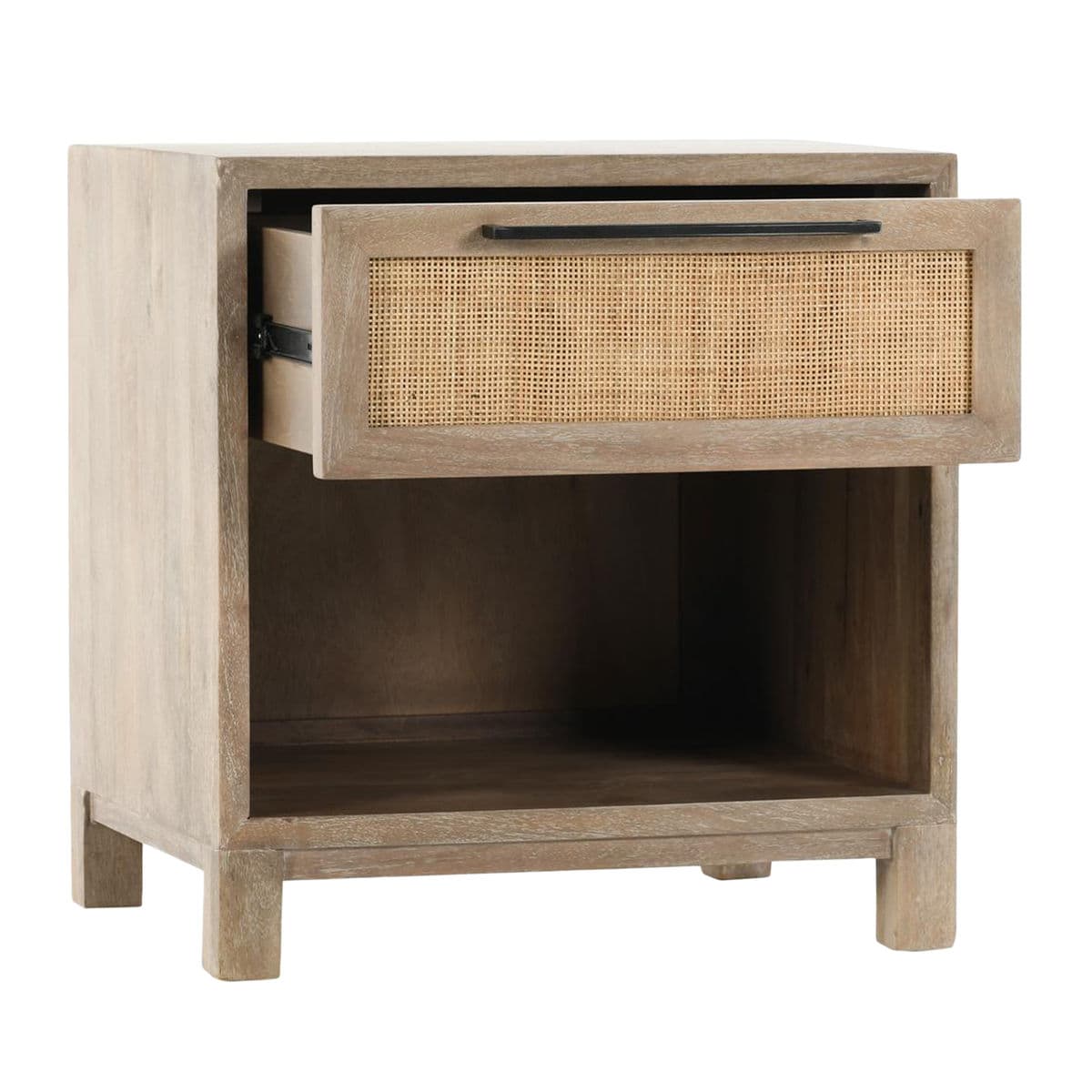 Coastal Cane & Wood Nightstand - Thumbnail 4