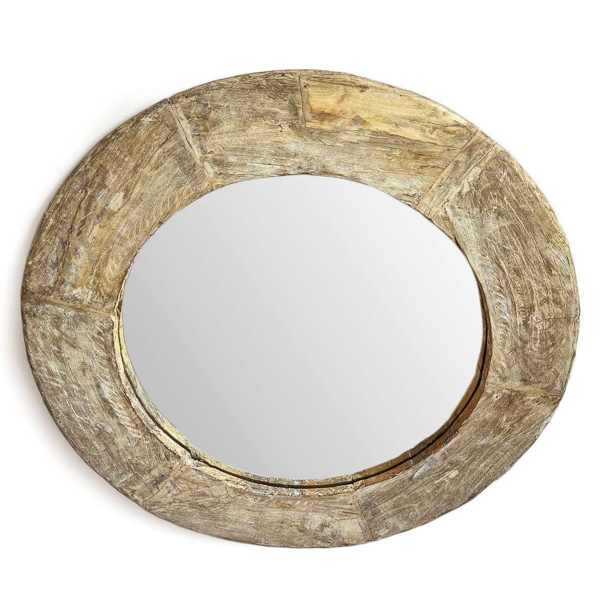 Large Wood Wheel Mirror - Thumbnail 4