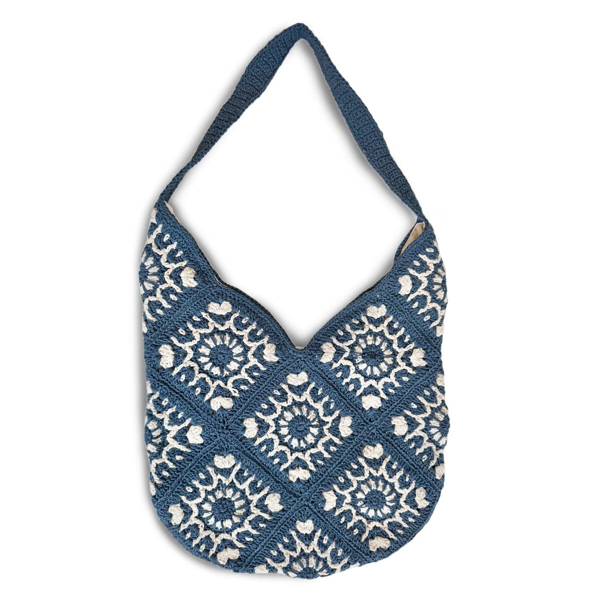 Ocean Blue Macrame Shoulder Bag - Thumbnail 4