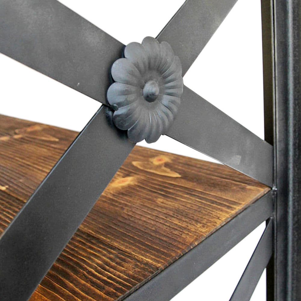 Farmhouse Wood & Iron X Shelves - Thumbnail 4