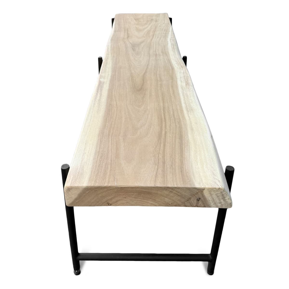 Modern Acacia Slab & Iron Bench - Thumbnail 4