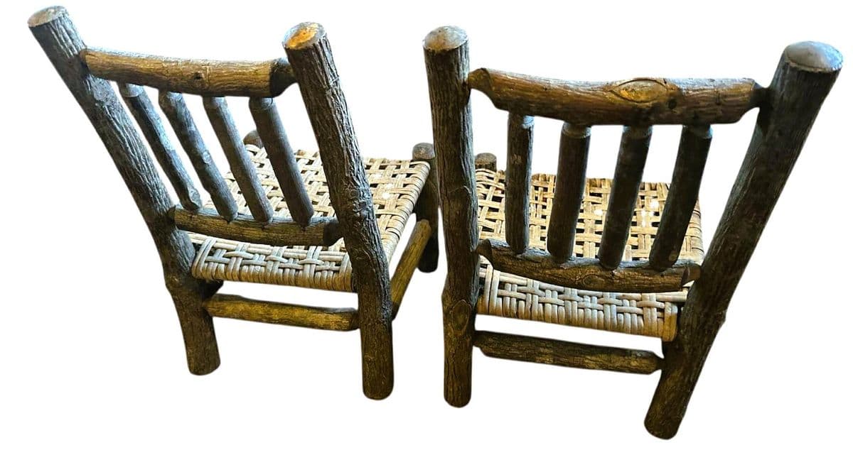 Vintage Old Hickory Attributed Children's Chairs - A Pair - Thumbnail 4