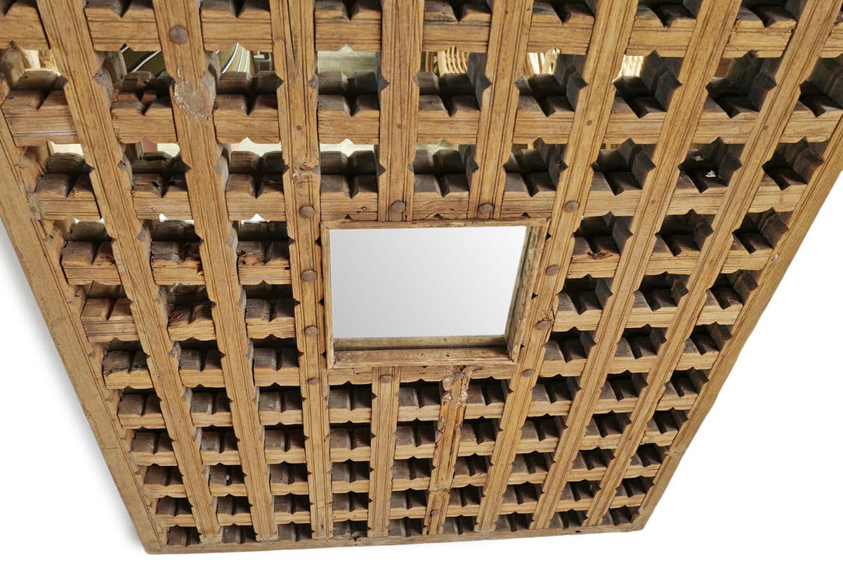 Old Wood Jali Window Mirror - Thumbnail 4