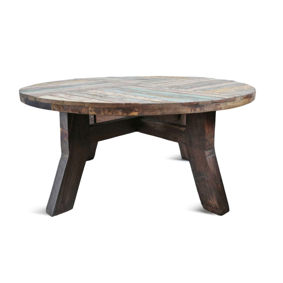 Reclaimed Round Boat Wood Coffee Table - Thumbnail 4