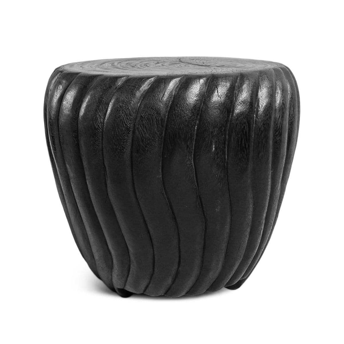 Black Stained Wood Swirl Stool - Thumbnail 4