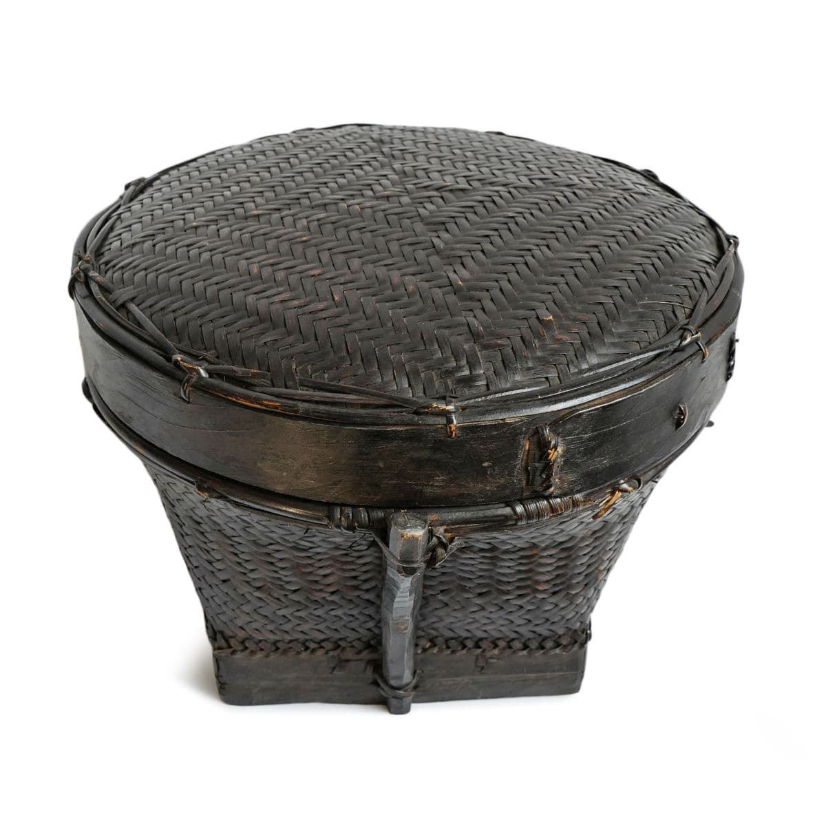 Vintage Akha Thai Round Basket - Thumbnail 4