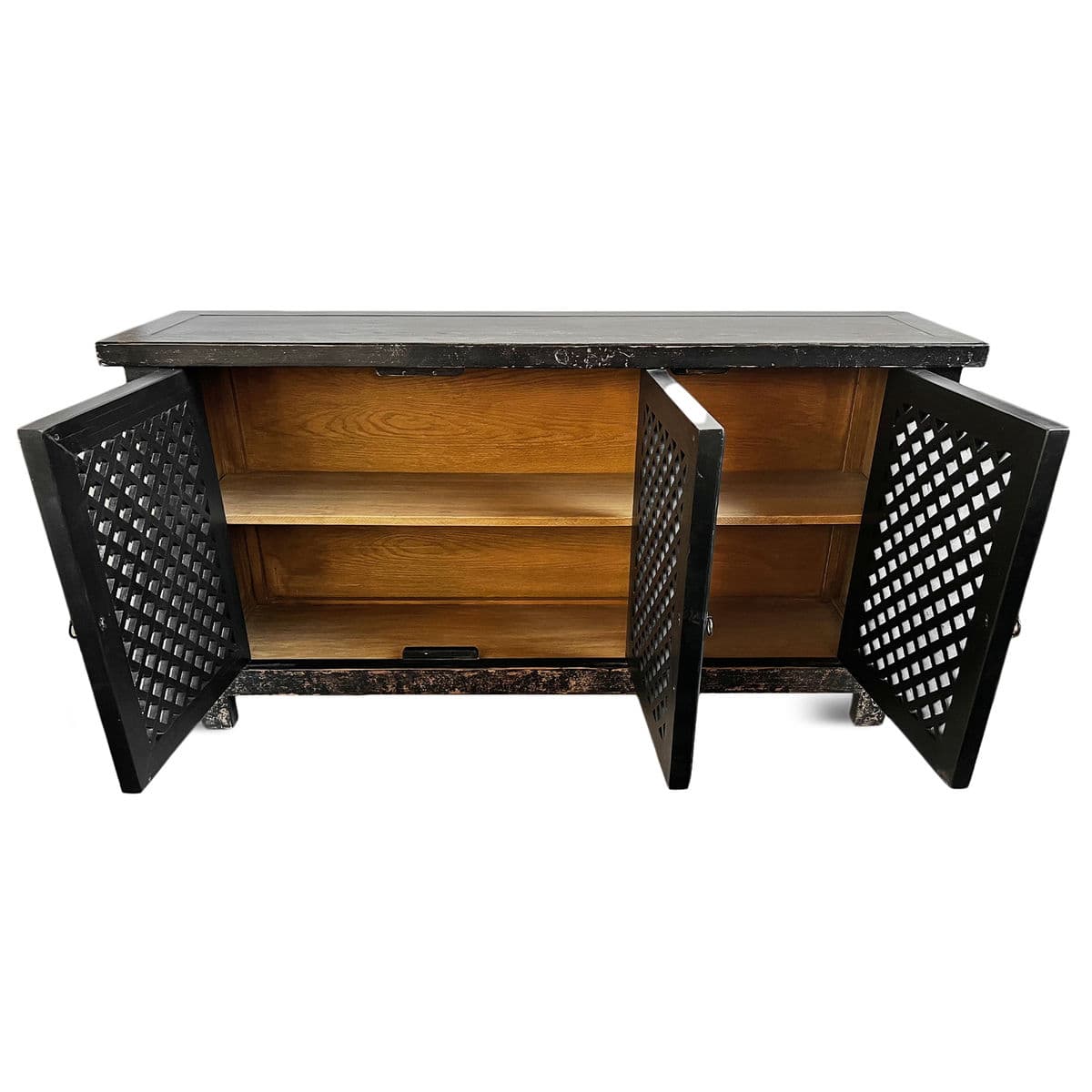 Black Aged Lattice 3-Door Sideboard - Thumbnail 4