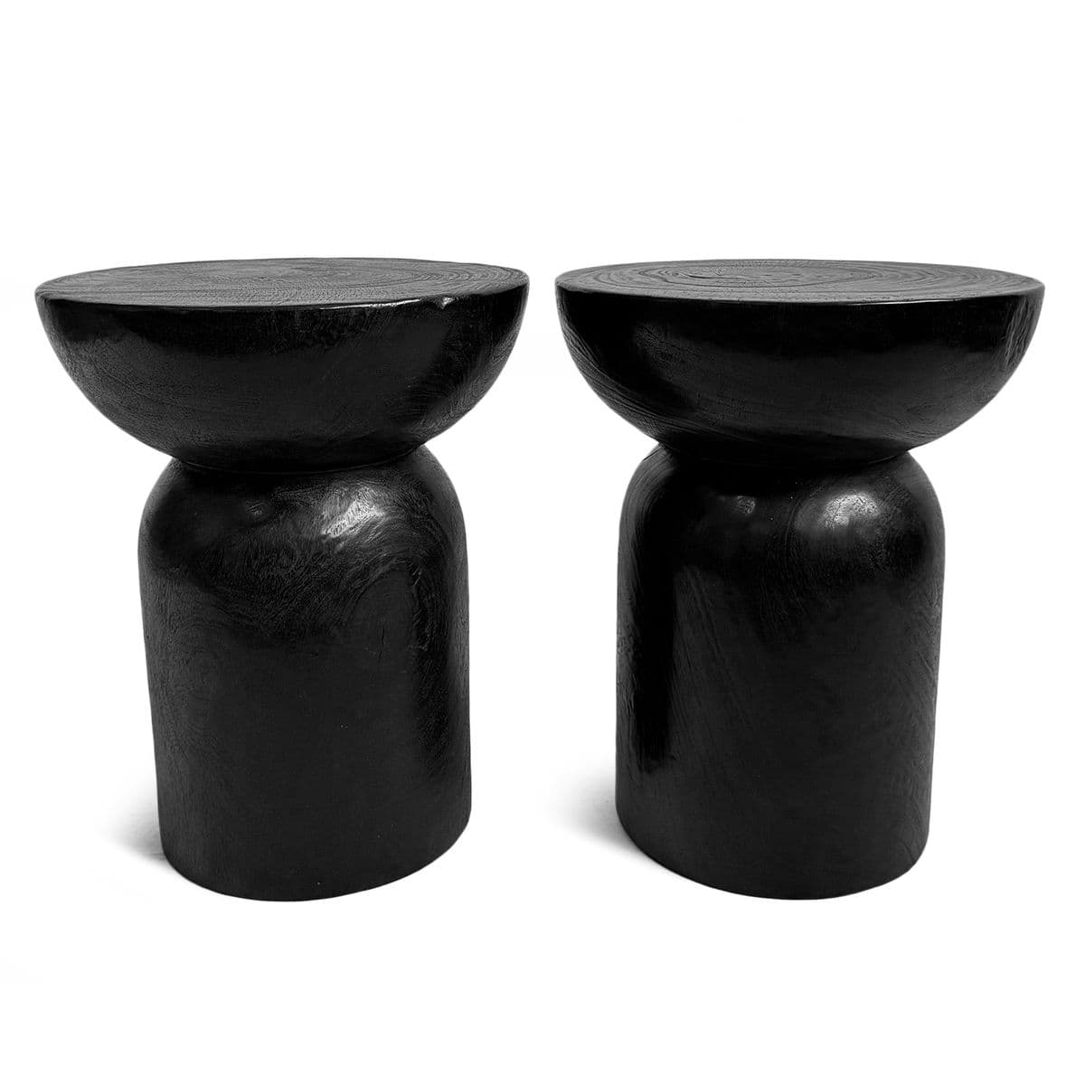 Black Wood Cork Stool Side Table - Thumbnail 4