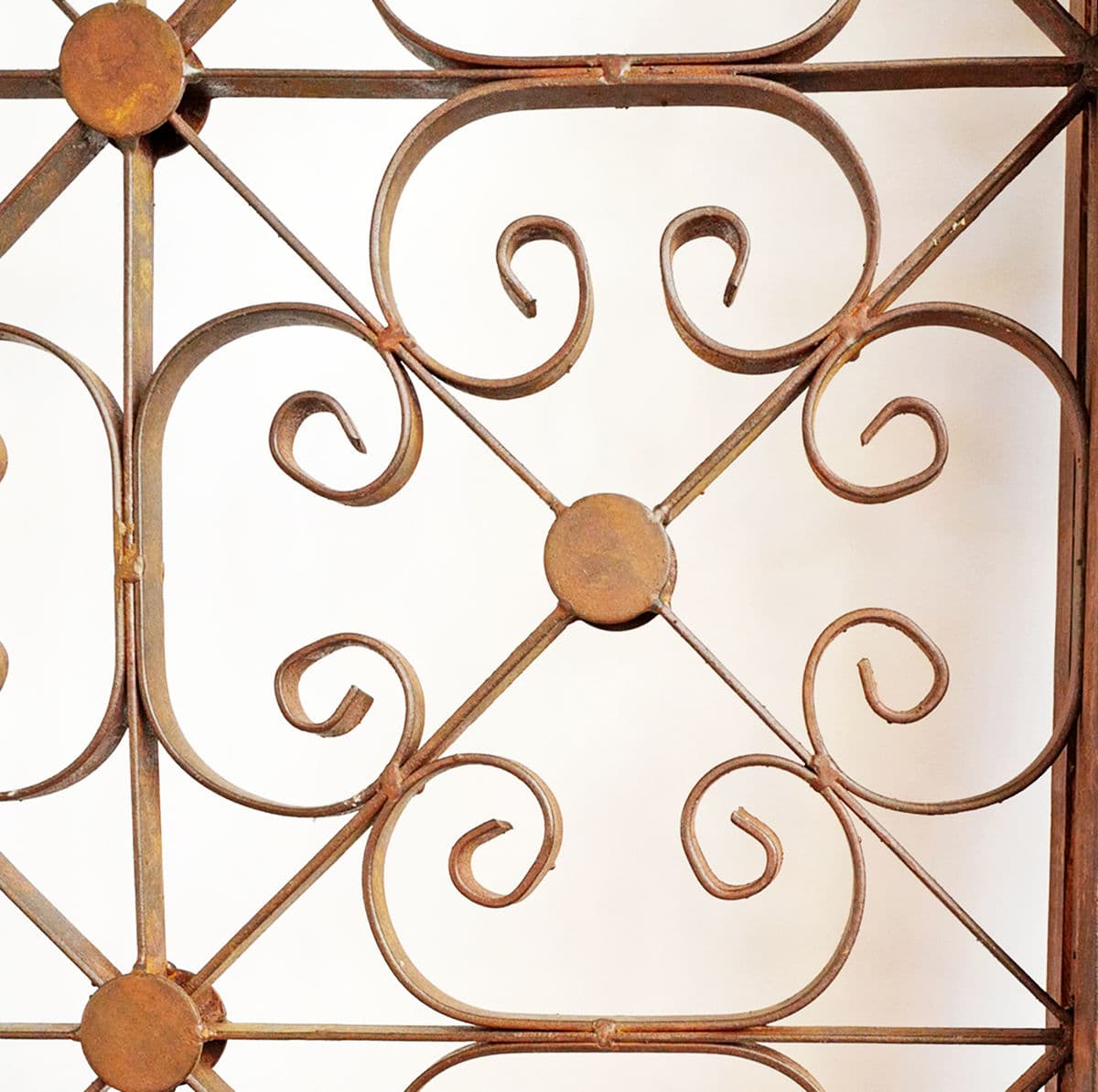 Large Wood Framed Iron Rosette Screen - Thumbnail 4