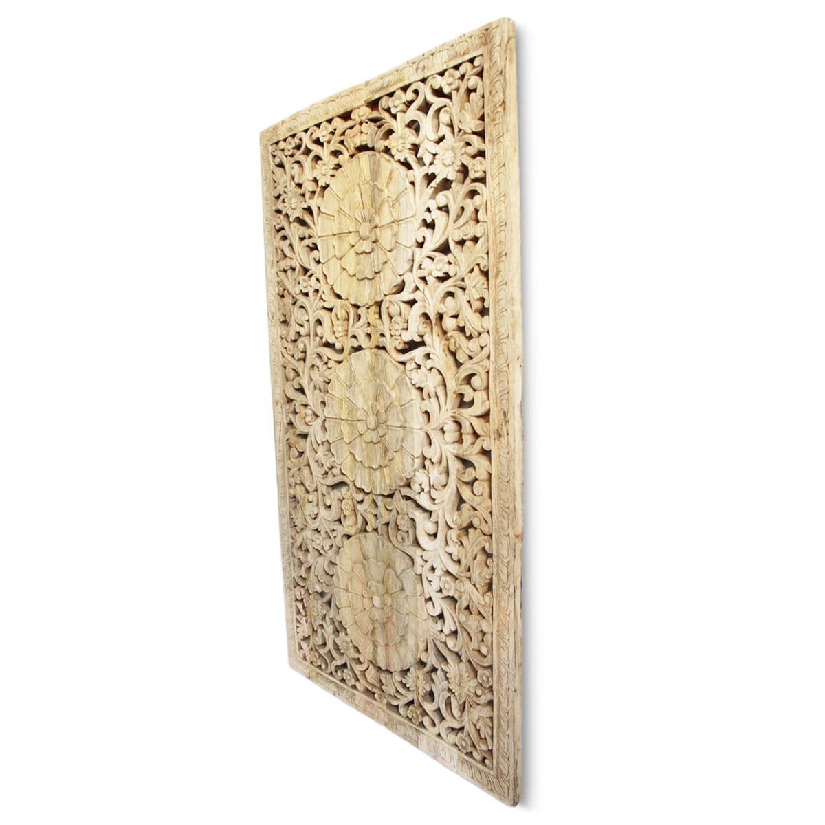 Carved Raw Wood Medallion Panel - Thumbnail 4