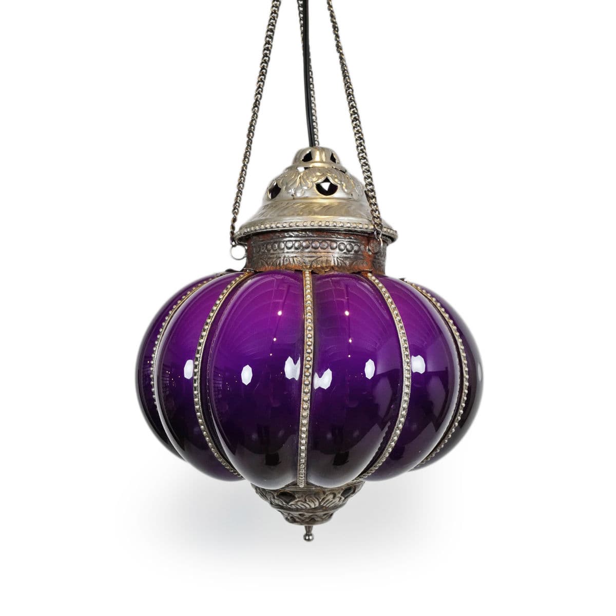 Vintage Purple Pumpkin Lantern Medium - Thumbnail 4
