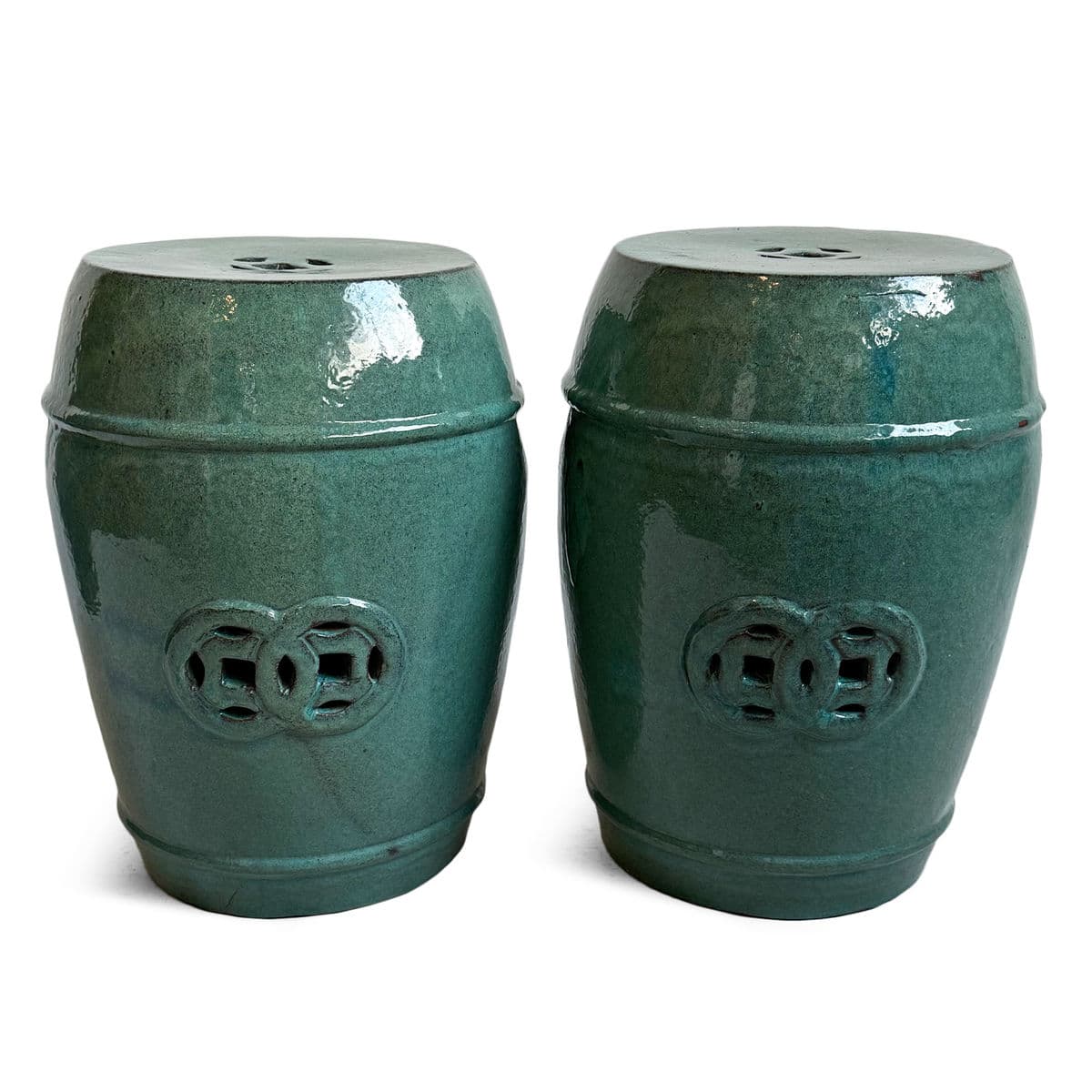 Seafoam Green Ceramic Garden Stool - Thumbnail 4