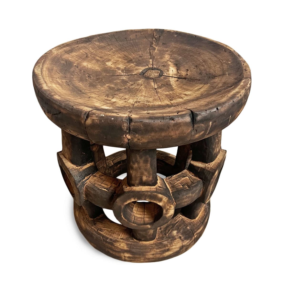 Vintage Bamileke Burn Stool Table - Thumbnail 4