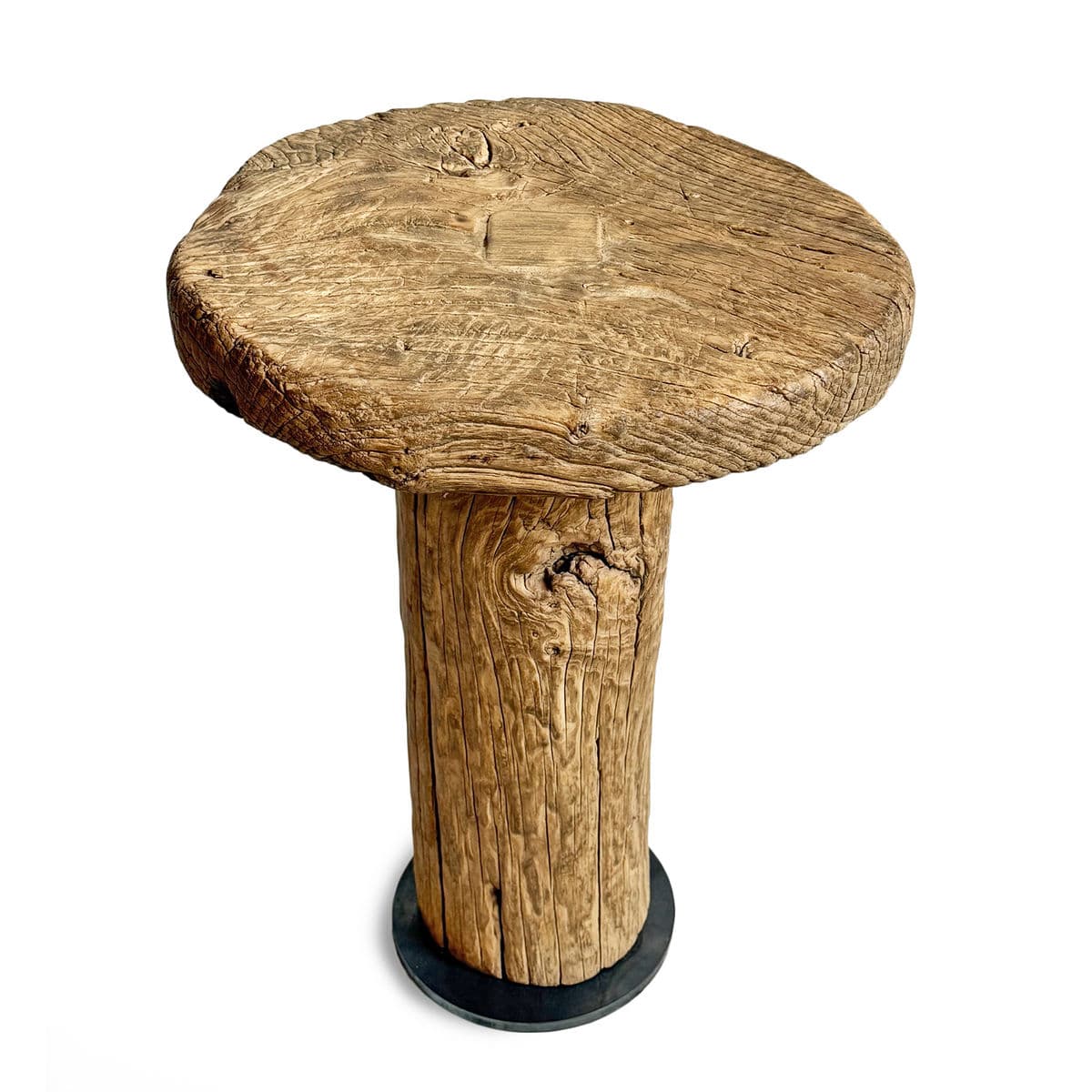 Rustic Log Round Side Table - Thumbnail 4