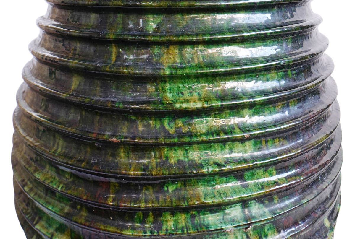 Moroccan Green Ribbed Ceramic Pottery - Thumbnail 4