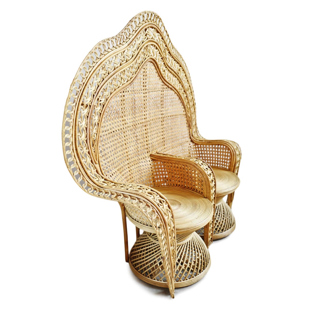 Raw Double Cane Peacock Chair - Thumbnail 4