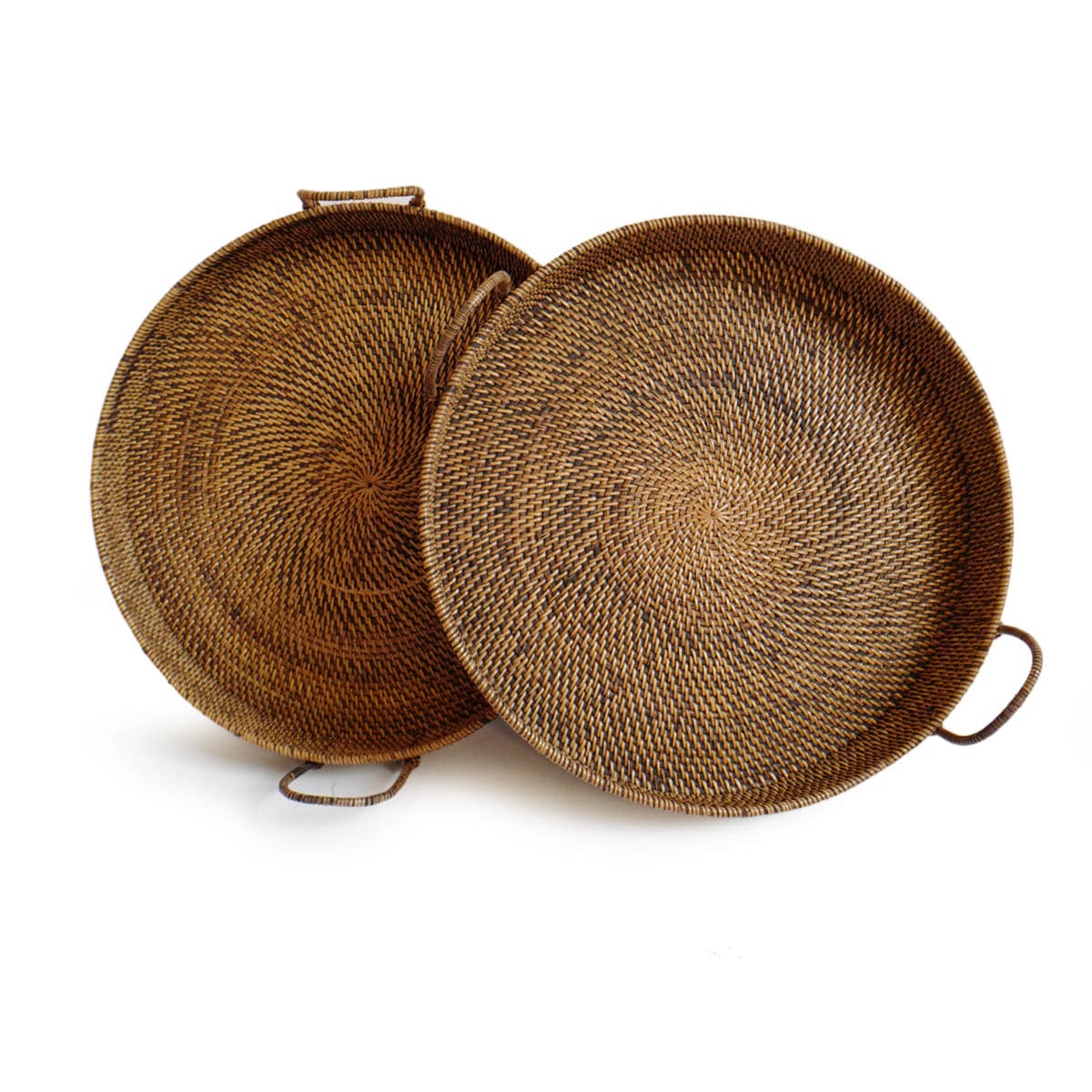 Tea Stained Rattan Round Tray - Thumbnail 4