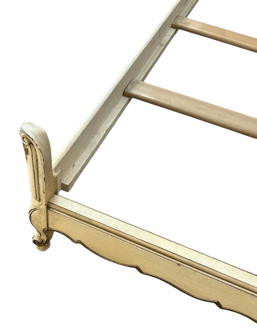 National of Mount Airy Louis XV Painted Cherry Wood Full Size Bed - Vintage Mid 20th Century - Thumbnail 4