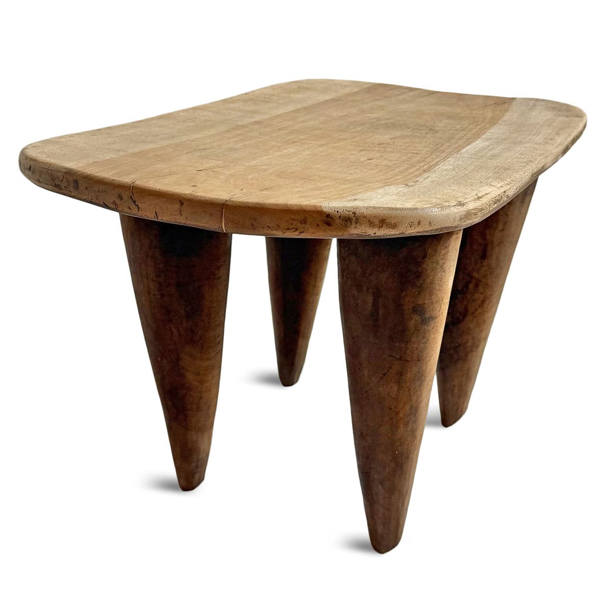Senufo Two Tone Wood Stool Side Table - Thumbnail 4