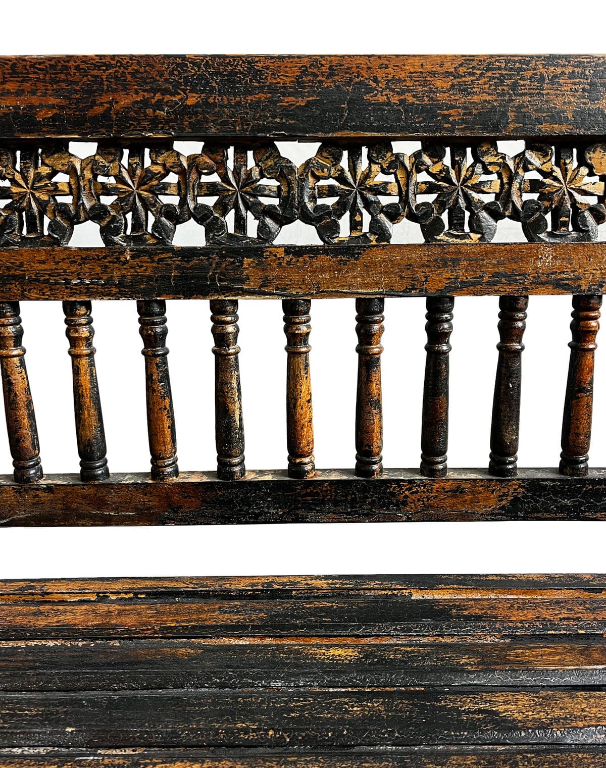 Vintage Burn Finish Black Bench - Thumbnail 4