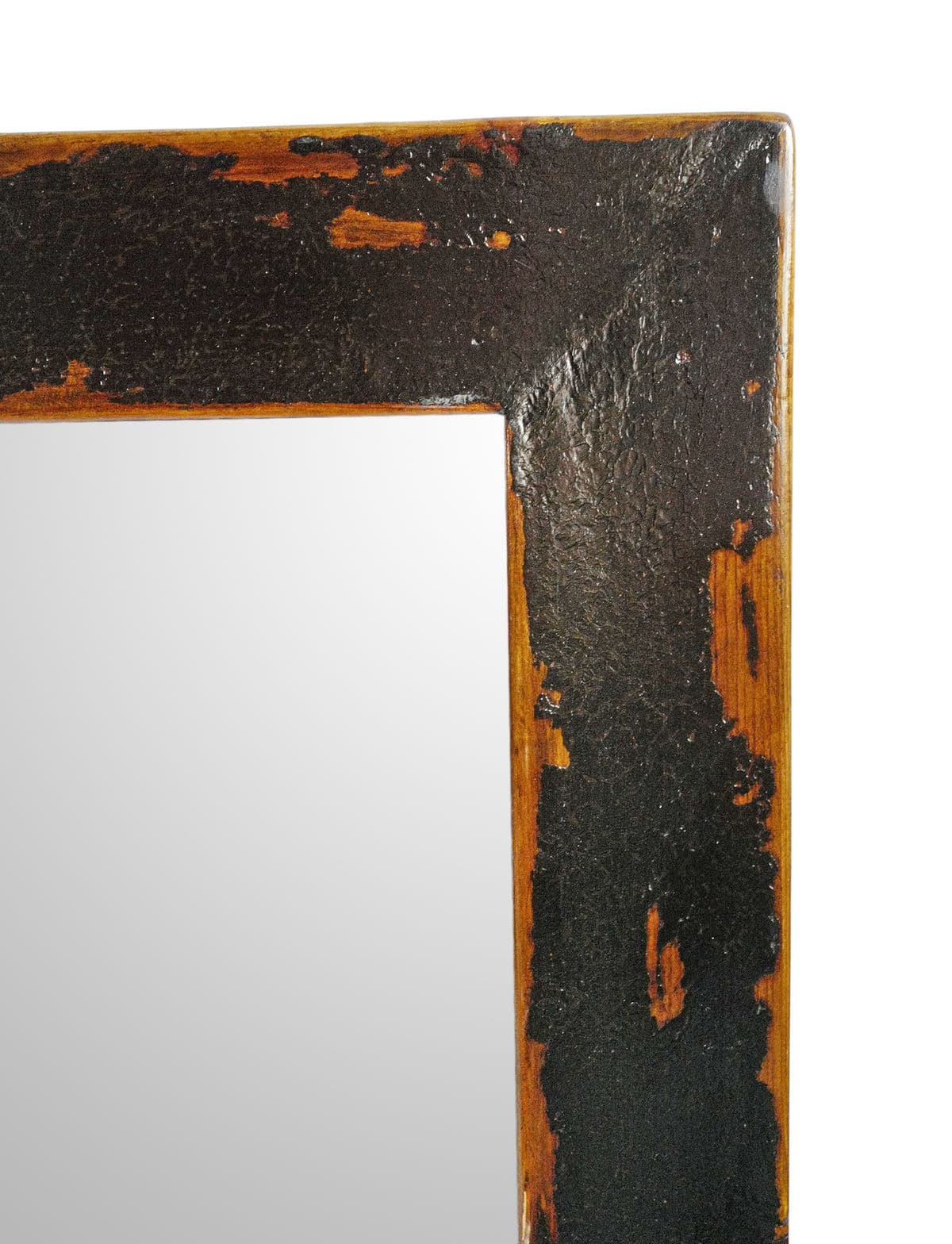 Vintage Distressed Black Wood Mirror - Thumbnail 4