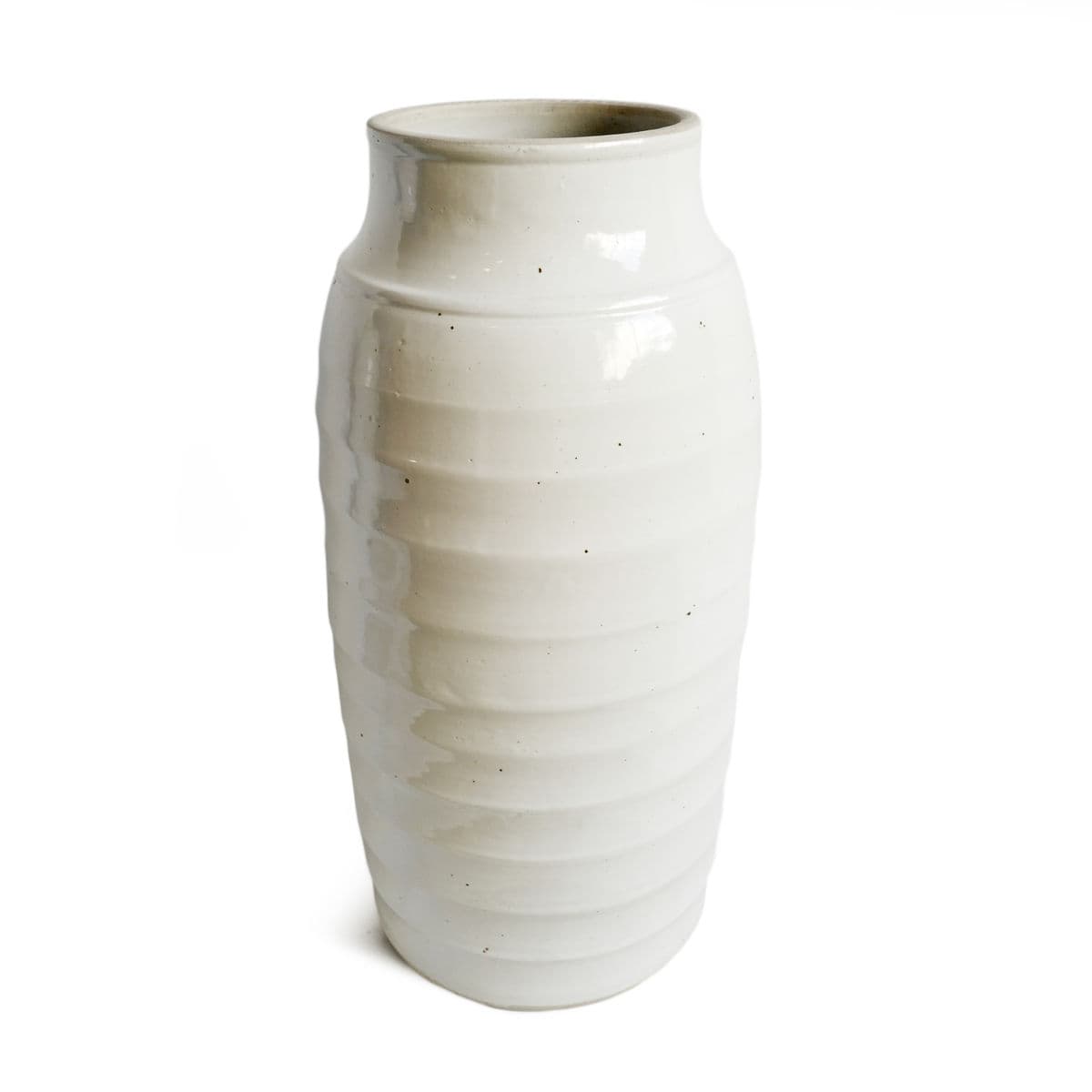 White Ceramic Tall Jin Jar - Thumbnail 4