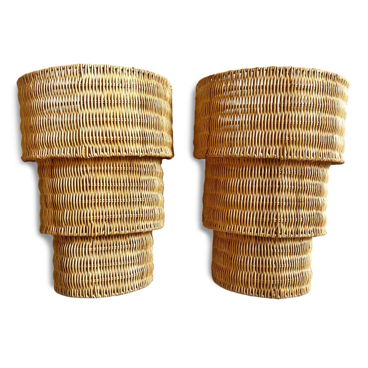 Natural Wicker Stack Wall Sconce - Thumbnail 4