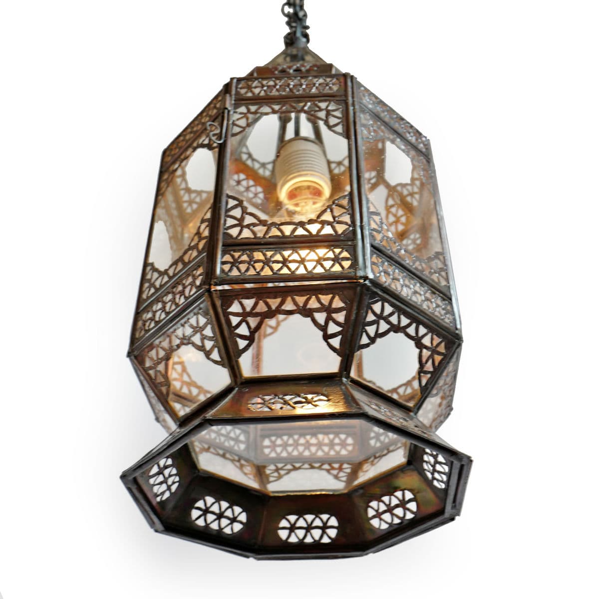 Moorish Tin & Clear Glass Lantern - Thumbnail 4