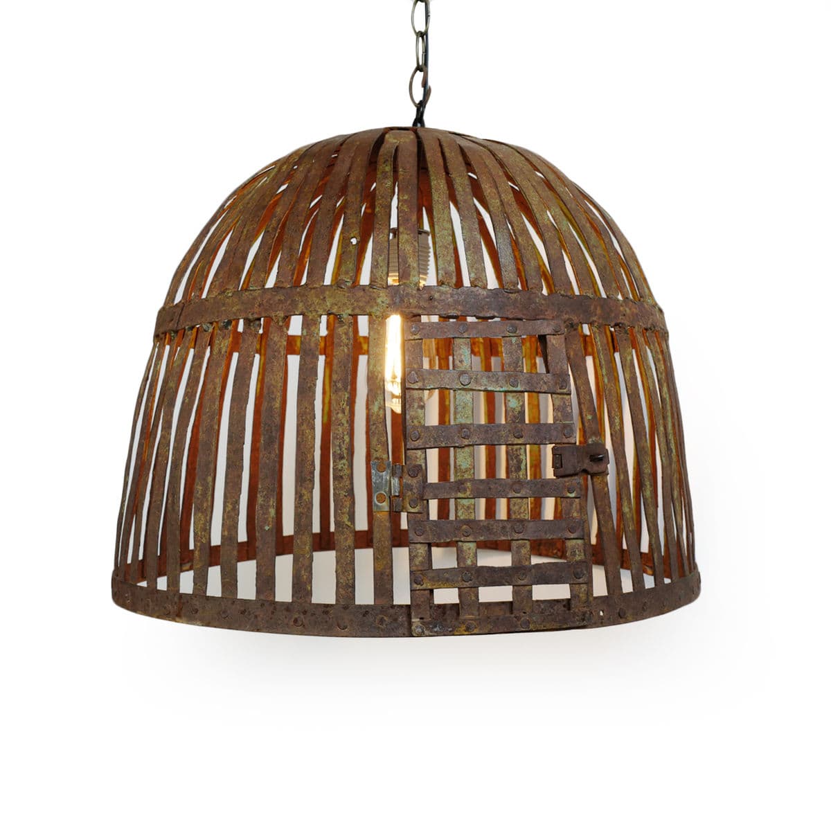 Industrial Iron Basket Cage Lantern - Thumbnail 4