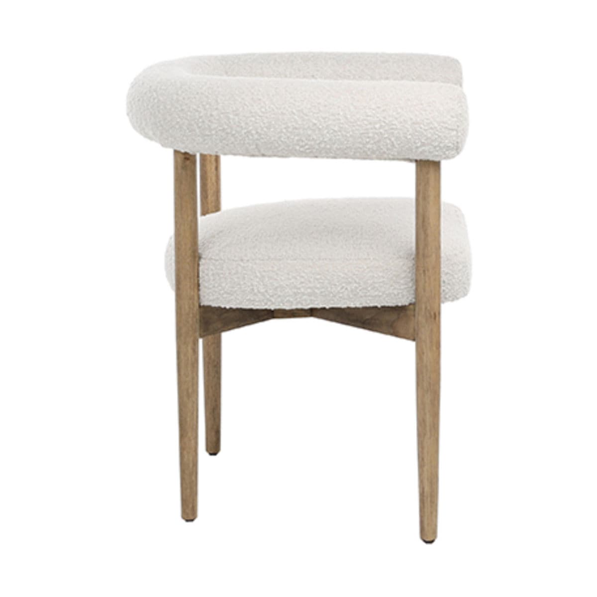 Cream Boucle Horseshoe Back Chair - Thumbnail 4