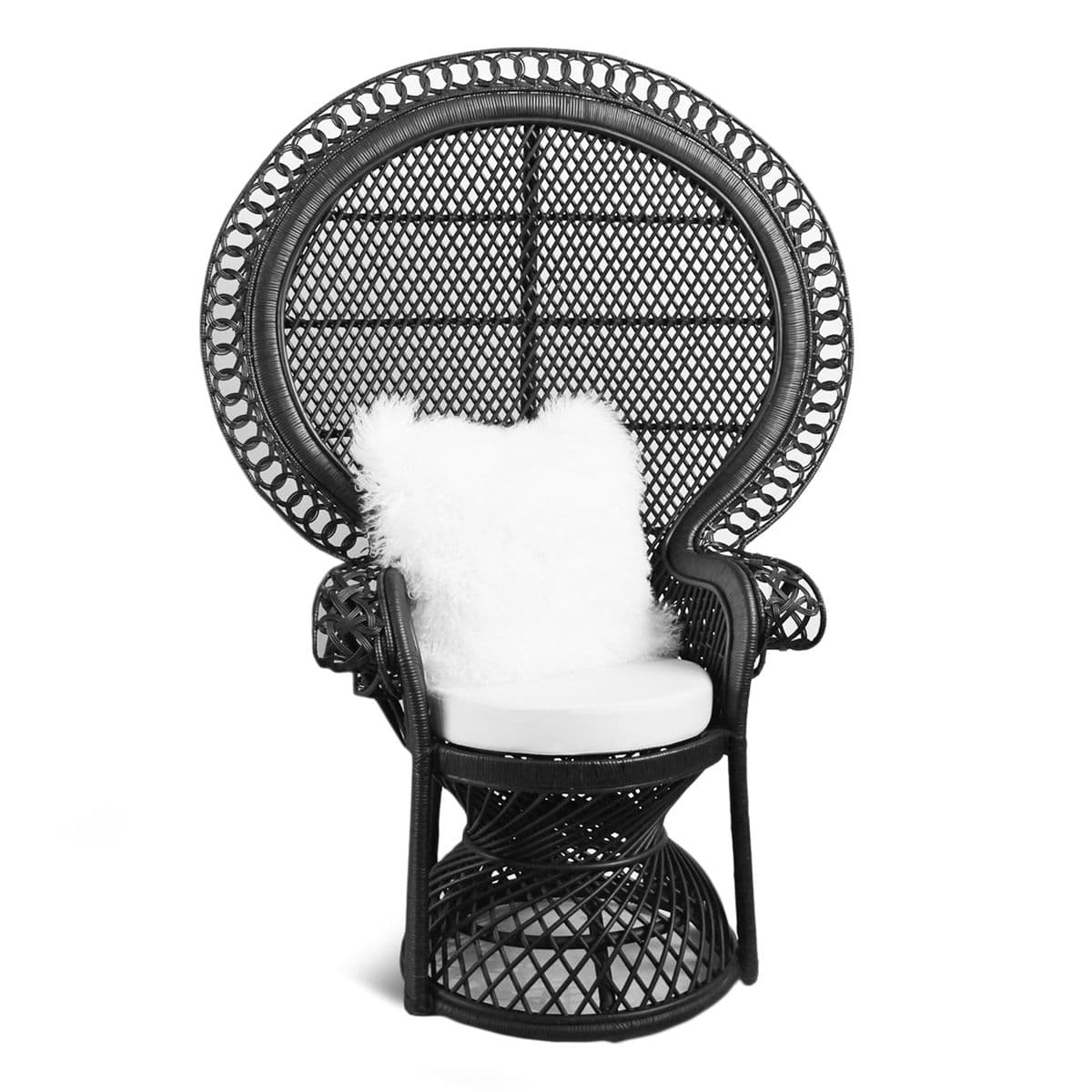 Black Rattan Loop Peacock Chair - Thumbnail 4