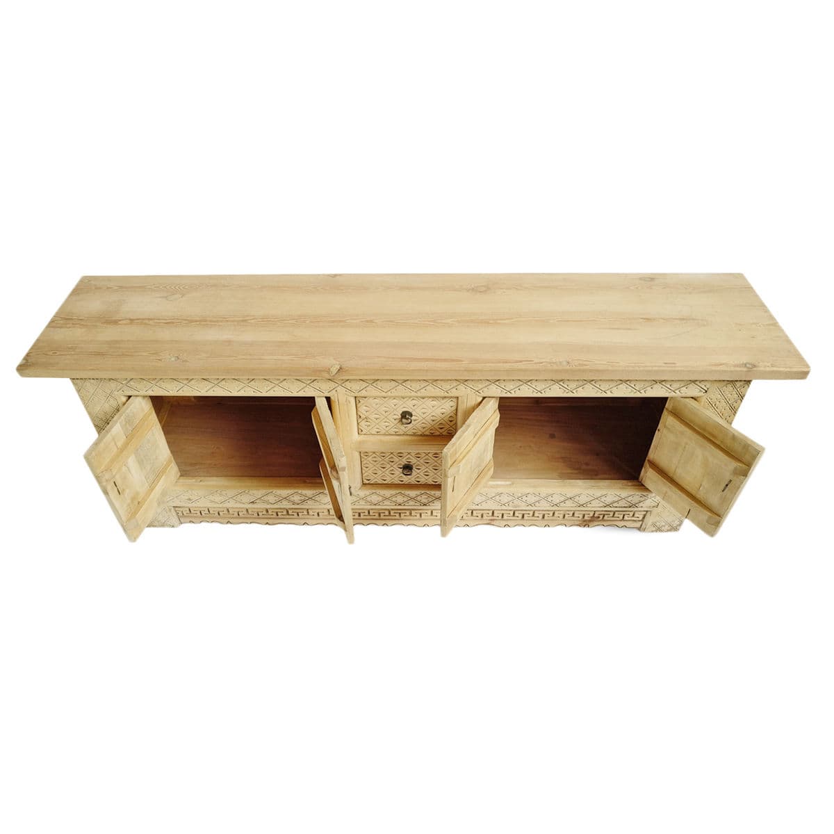 Raw Wood Carved Media Cabinet - Thumbnail 4