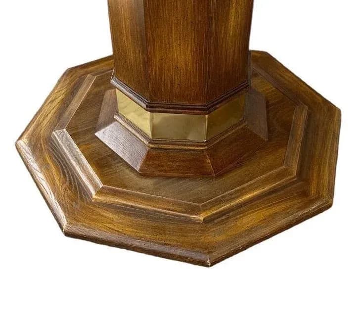 Vintage Octagonal Oak Pedestal Game Table or Dining Table - Late 20th Century Made in the United States - Thumbnail 4