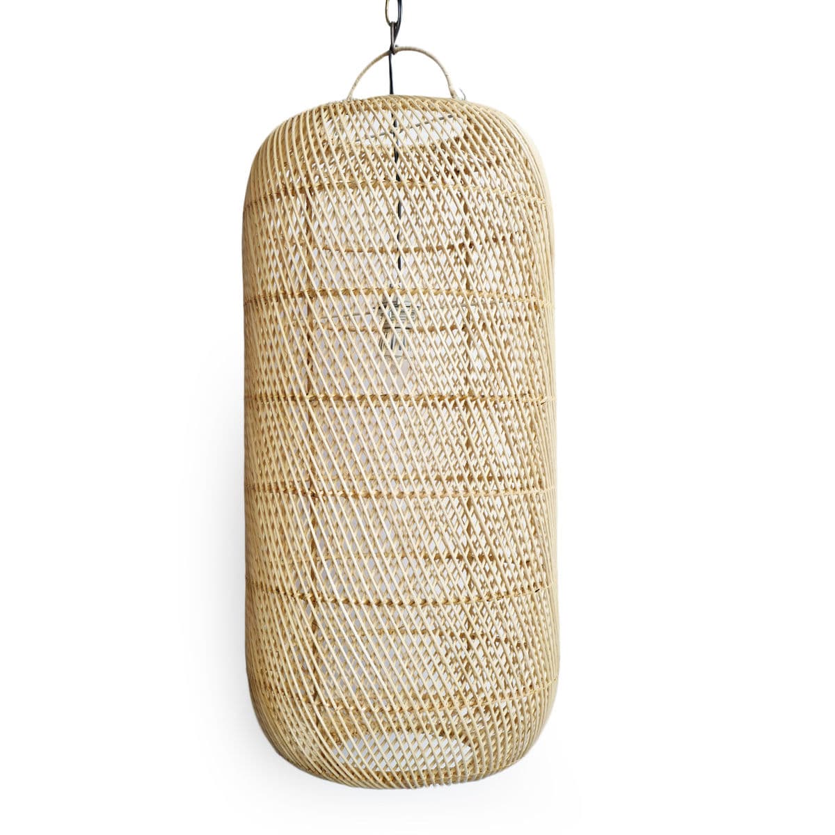 Raw Wicker Cylinder Lantern Medium - Thumbnail 4
