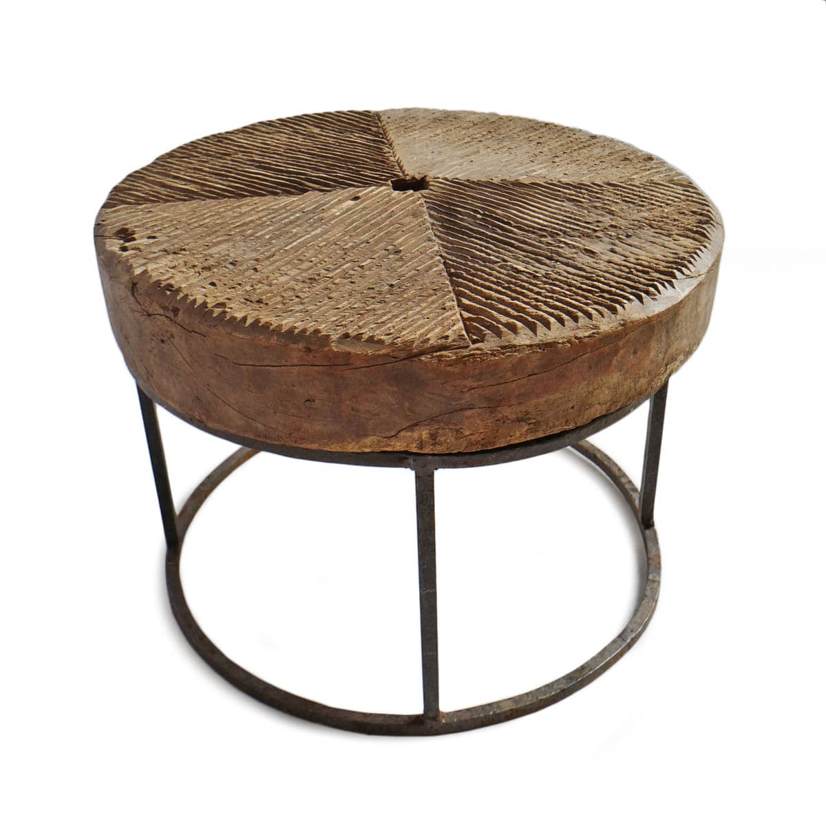 Old Wood Wheel Side Table - Thumbnail 4