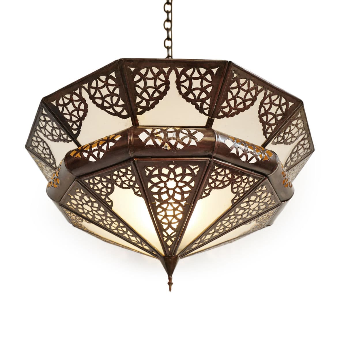 Moroccan Metal Frosted Dish Lantern Small - Thumbnail 4