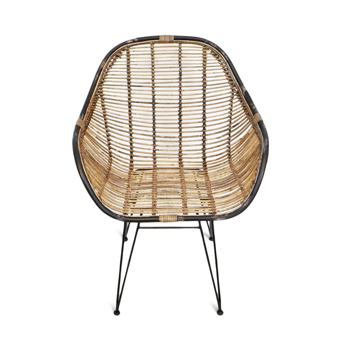 Modern Black & Rattan Dining Chair - Thumbnail 4