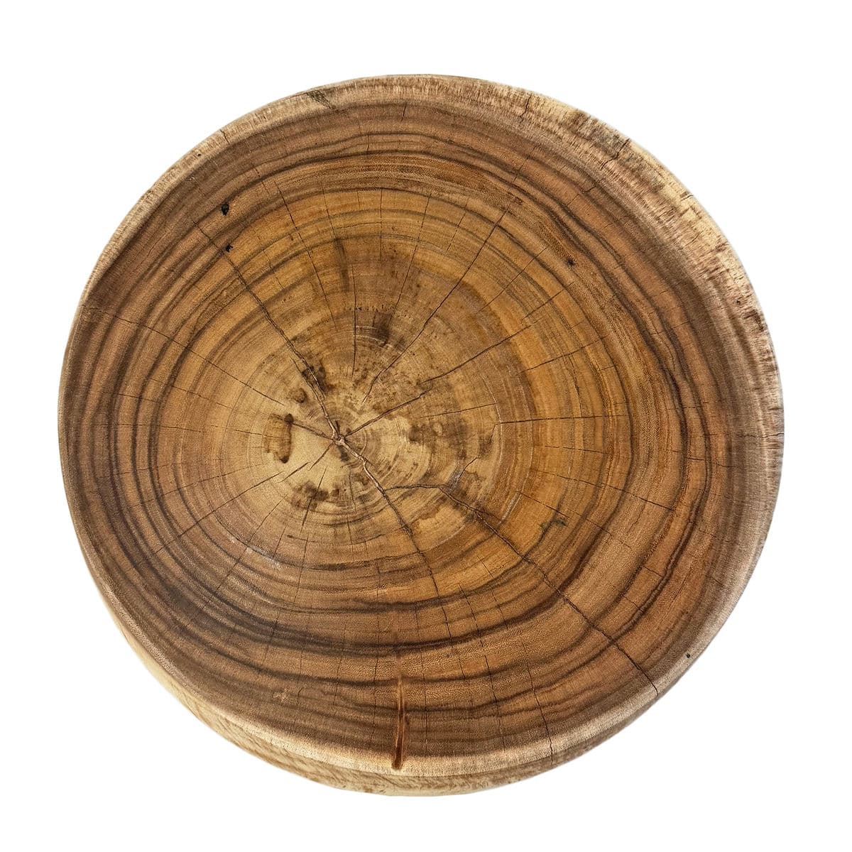 Raw Acacia Wood Drum Stool - Thumbnail 4