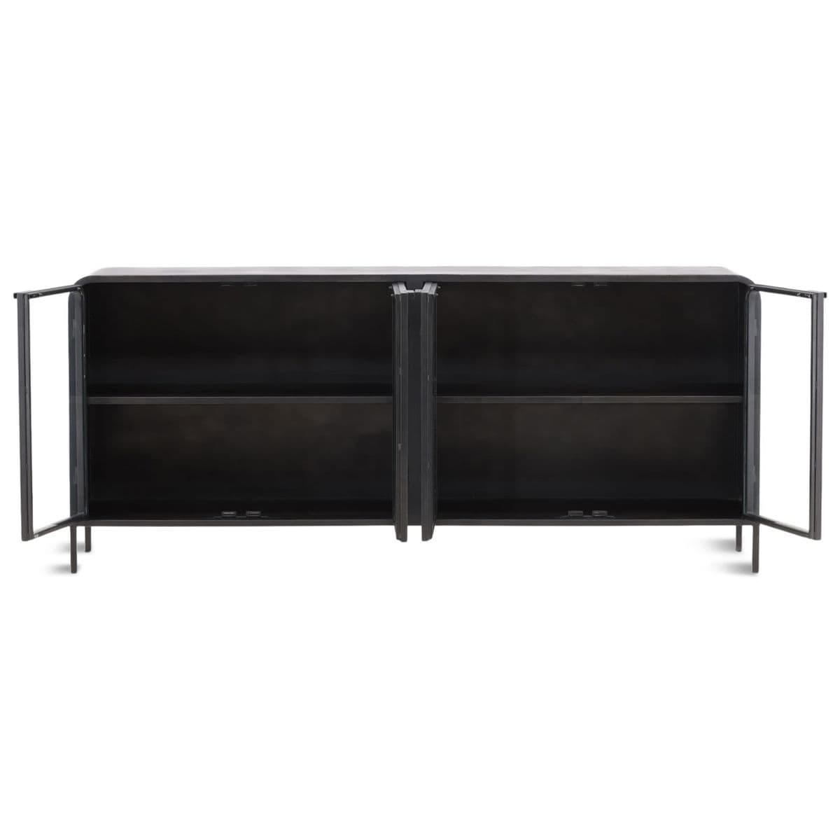 Rounded Black Iron & Glass Buffet - Thumbnail 4